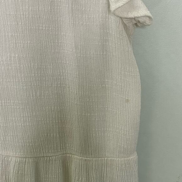 Eyeshadow Boho Cropped Blouse Flutter Sleeve Peplum Crochet Button Front White L - Picture 9 of 11